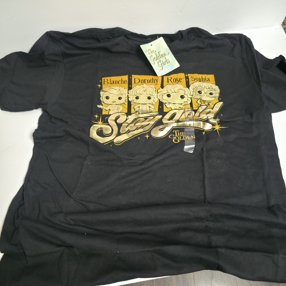 Golden Girls Shirt L Funko Pop Stay Golden Gold Foil Graphic Tee Black Medium